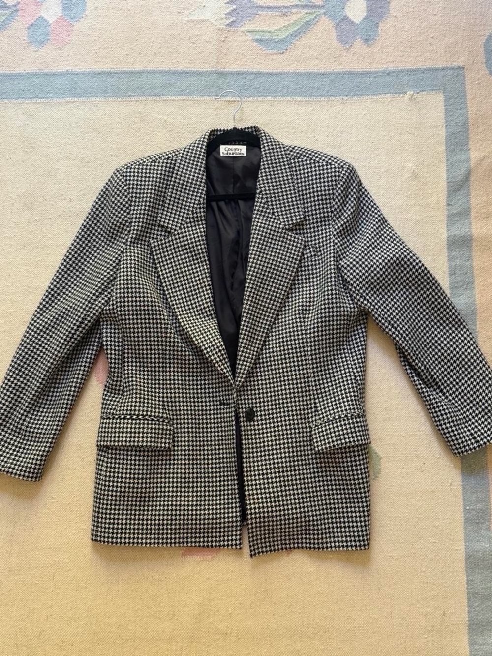 Vintage Houndstooth Blazer - Black & White